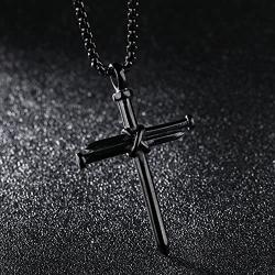 UM Jewelry Women Men Stainless Steel Antique Nail and Wire Cross Pendant Crucifix Necklace