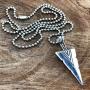 Tribal Surfer Native American Indian Maori Hawaiian Polynesian African Jungle Jewelry Arrowhead Arrow Spear head Pewter Mens Pendant Necklace Charm Protection Amulet for boys men w Silver Ball Chain