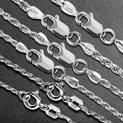 ARTURO ZETA Rhodium Plated 925 Sterling Silver Diamond Cut Rope Chain Solid Italian Necklace for Men or Women