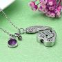 Heart Urn Necklace for Ash with Angel Wing Charm Pendant With 12 Birthstones Cremation Jewelry for Ashes -God Has You in His Arm...