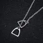 JOYID Stainless Steel Double Horseshoe Pendant Necklace Simple Horse Stirrup Jewelry for Women Girls Gift