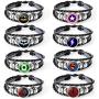 AOASK 8Pcs Super Hero Leather Wrap Bracelets Women Men