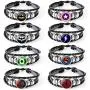 AOASK 8Pcs Super Hero Leather Wrap Bracelets Women Men AOASK 8Pcs Super Hero Leather Wrap Bracelets Women Men