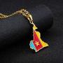 Gold Color Cameroon Map Flag Pendant Chain Necklaces Stainless Steel Jewelry Cameroun Country Maps Cameroonians Gifts