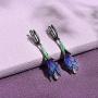 Santuzza Tulip Silver Drop Earrings Genuine 925 Sterling Silver Exquisite Flower Handmade Enamel Dangle Earring Jewelry For Women (Purple, Red)