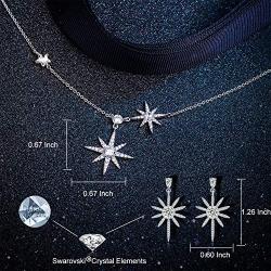 Star Earrings and Necklace Set for Women Sterling Silver, Rhinestone from Swarovski Crystal Jewelry Sets