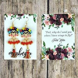 Frida Dangle Earrings - Handmade womens Fashion Cute Jewelry With Frida Inspired Display Card The Perfect Mexican Gifts For Women and Teenagers