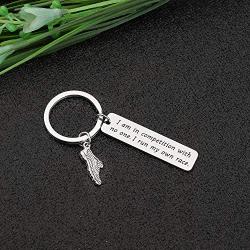 CYTING Runners Gift I Am in Competition with No One I Run My Own Race Runner Keychain Marathon Jewelry Inspirational Gift for Runner Cross Country Track