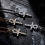 TOPGRILLZ 14K Gold Plated Iced Out CZ Lab Diamond Ankh Cross Egyptian Pendant for Men and Women with 24'' Stainless Steel Chain Necklace