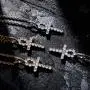 TOPGRILLZ 14K Gold Plated Iced Out CZ Lab Diamond Ankh Cross Egyptian Pendant for Men and Women with 24'' Stainless Steel Chain Necklace