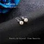 Sllaiss 925 Sterling Silver Austria Pearl Drop Earrings for Women, Cubic Zirconia Heart Dangle Earrings, Fine Jewelry for Love