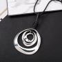 Long Pendant Necklaces Silver Pendant Natural Black Rope Chain Bohemian Necklace for Women Teens Girls with Gift Box