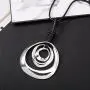 Long Pendant Necklaces Silver Pendant Natural Black Rope Chain Bohemian Necklace for Women Teens Girls with Gift Box