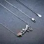Cat Necklace, 925 Sterling Silver with 18K Rose Gold Plated Rose Pendant, Two Tone Minimalist Cat Jewelry Mother Day Gift for Women Cat Lover Girlfriend Daughter with Gift Box