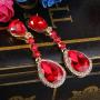 BriLove Womens Wedding Bridal Crystal Teardrop Infinity Figure 8 Chandelier Dangle Clip-On Earrings