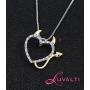 Luvalti Gorgeous Devil Heart Necklace - Pendant Necklace for Women, Heart with Devil Horns, Jewelry Necklaces, Lovely Charming Naughty Love Design, Haloween Gift, Free Premium Black Velvet Pouch Bag