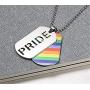 PAURO 2PCS Pride Rainbow Dog Tag LGBT Stainless Steel Jewelry - Gay and Lesbian Pride Pendant Necklace