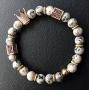 Joan Nunu CZ Crown King Charm Bracelet for Men Women Black Matte Onyx Stone Beads