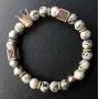 Joan Nunu CZ Crown King Charm Bracelet for Men Women Black Matte Onyx Stone Beads