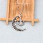 BEKECH Outlander Inspired Jewelry Sassenach Gift Crescent Moon Charm Scottish Thistle Pendant Necklace Sassenach Scottish Outlander Gift