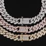 PY BLING Hip Hop Mens Full Iced Out 15mm 18K Gold/White Rose Gold Plated CZ Miami Cuban Link Chain Choker 18''-24'' Necklace or 8.5'' Bracelet