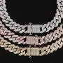 PY BLING Hip Hop Mens Full Iced Out 15mm 18K Gold/White Rose Gold Plated CZ Miami Cuban Link Chain Choker 18''-24'' Necklace or 8.5'' Bracelet