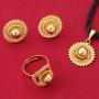 Necklace Pendants Earrings Ring Set Gold Filled Plated Jewelry African Ethiopia Flower Jewelry Set
