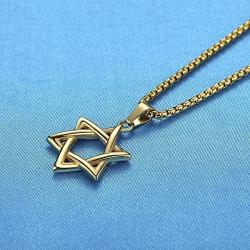 LineAve Stainless Steel Jewish Star of David Pendant Necklace, Unisex, 8h0047