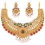 Touchstone Indian Bollywood Handcrafted Traditional Royal Mughal Kundan Polki Meenakari Enamel Colorful Wedding Designer Jewelry Long Necklace Set in Gold and Silver Tone for Women.