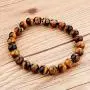 Art of Creation Tibetan Natural Tiger Eye Gemstone Mala Bracelet 8 mm Stretchy Chakra Stones Healing Crystal Quartz Success Money Prosperity Good Luck Bracelet Women Men Girls Gifts (Unisex)