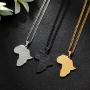 Besteel 3 Pieces Stainless Steel Pendant Necklaces for Men Women Africa Map Pendant Black Silver Gold Plated Necklaces Set