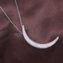 AoedeJ 14K White Gold Crescent Moon Necklace for Women Girls Sterling Silver CZ Dainty Moon Pendant Necklace