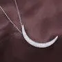 AoedeJ 14K White Gold Crescent Moon Necklace for Women Girls Sterling Silver CZ Dainty Moon Pendant Necklace