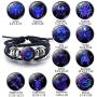 Ding Li Bracelet for Women, Punk Black Woven Leather Rope Bracelet, 12 Constellation Retro Adjustable Bracelets Men and Women