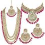 I Jewels Traditional Gold Plated Kundan Pearl Wedding Choker Necklace Set Earrings & Maang Tikka for Women (IJ325)