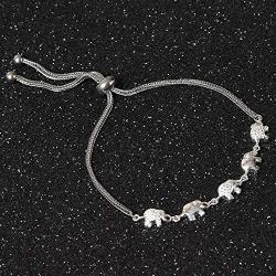 Shop LC Delivering Joy 925 Sterling Silver Elephant Strand Charm Bolo Bracelet Cuff Bangle Adjustable Diamond April Birthstone Accent Stainless Steel Family Love Fashion Jewelry Birthday