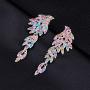 mecresh Angel Wings Vintage Style Wedding Crystal Rhinestone Cluster Chandelier Hollow Dangle Earrings