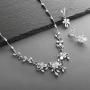 Mariell Silver Platinum Vine CZ Necklace and Earrings Jewelry Set for Brides, Weddings & Evening Wear