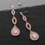 Mariell Micro-Pave Rose Gold CZ Art Deco Dangle Chandelier Wedding Earrings - Blush Jewelry for Brides