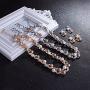 Sparlking Banquet Wedding Bride Pearl Leaves Necklace Earrings Jewelry Set with Crystal Gorgeous Neckalce for Women Party Jewelry