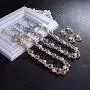 Sparlking Banquet Wedding Bride Pearl Leaves Necklace Earrings Jewelry Set with Crystal Gorgeous Neckalce for Women Party Jewelry