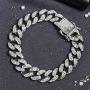 13mm Heavy Strong Iced Out Chain Bling Bling Miami Cuban Link Chain Hip Hop Necklace Chain Silver Plated Rhinestone CZ Clasp Mens Women Jewelry Choker Chain Bracelet 8'' 24''