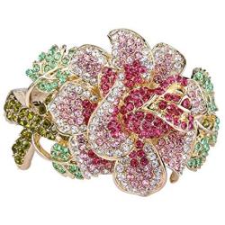 EVER FAITH Womens Austrian Crystal Elegant Flower Leaf Bangle Bracelet for Wedding, Prom