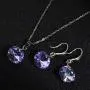 Crystal Jewelry Set for Women - Elegant 14k White Gold Plated Sparkly Round Crystal Cubic Zirconia CZ Rhinestone Necklace Earring Set for Grils Wedding Party Prom Bride Bridesmaids Gift Costume Jewelry