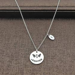Ribukat Warrior Fighter Semicolon Necklace Mental Health Awareness Jewelry Suicide Prevention Depression Inspirational Gift Cancer Survivor Gifts