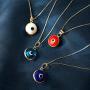 GELIN 14k Solid Gold Blue Evil Eye Protection Charm Pendant Necklace - Evil Eye Jewelry for Women
