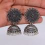 Royal Bling Tribal Muse Collection Oxidized Silver Tone Indian Jhumka Jhumki Earrings Jewelry for Women