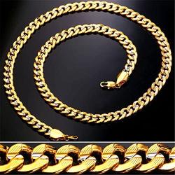 U7 Men Unisex Two-Tone Jewelry 6mm-9mm Wide Platinum & 18K Gold Plated Cuban Chain Necklace (18'',20'',22'',24'',26'',28'',30'')