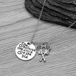Sportybella Lacrosse Necklace, Lacrosse She Believed She Could So She Did Jewelry for Lacrosse Players