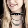Flongo Gothic Black Rivet Leather Spiked Necklace Neckband Choker, Unisex Accent Spike Studded Punk Rock Biker Link Wide Strap Leather Collar Choker Necklace for Christmas Flongo Gothic Black Rivet Leather Spiked Necklace Neckband Choker, Unisex Accent Spike Studded Punk Rock Biker Link Wide Strap Leather Collar Choker Necklace for Christmas